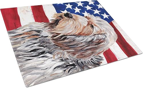 Miniatura 8 de Caroline's Treasures SS4220LCB - Bandera estadounidense con tabla de cortar de vidrio siberiano Husky grande, 12 pulgadas de alto x 16 pulgadas de