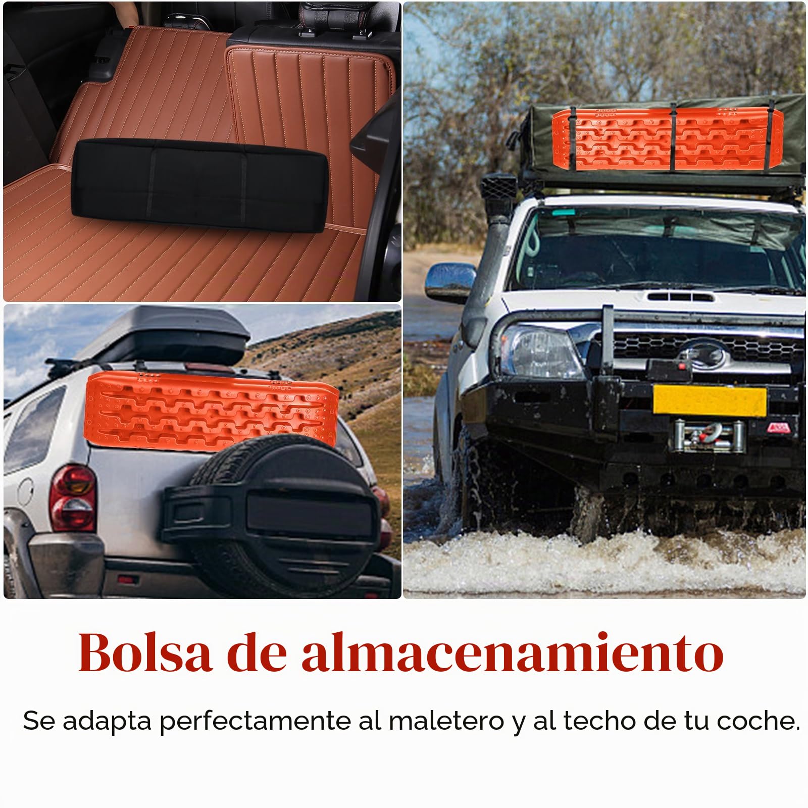 UISEBRT - Juego de 2 alfombrillas de tracción para barro, arena, nieve, barro, con bolsa de almacenamiento, para vehículos todo terreno, autocaravana, coche, camión,
