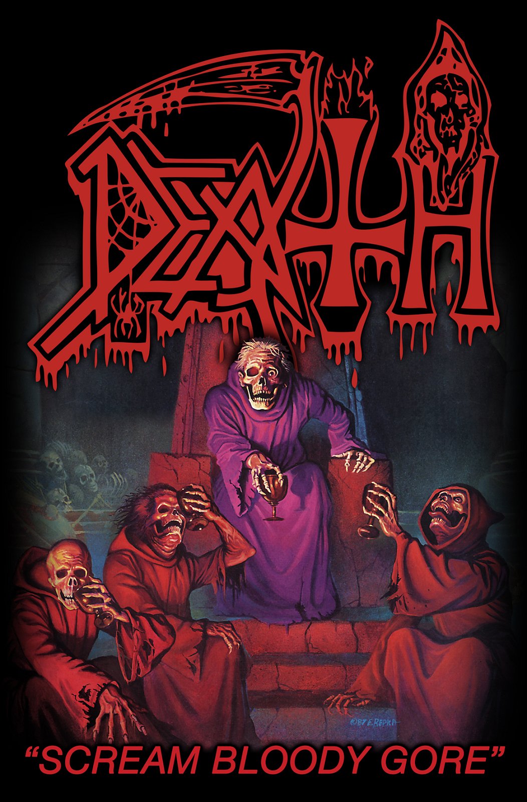 Death Poster Scream Bloody Gore band logo Official Textile Flag 70cm x 106cm One size