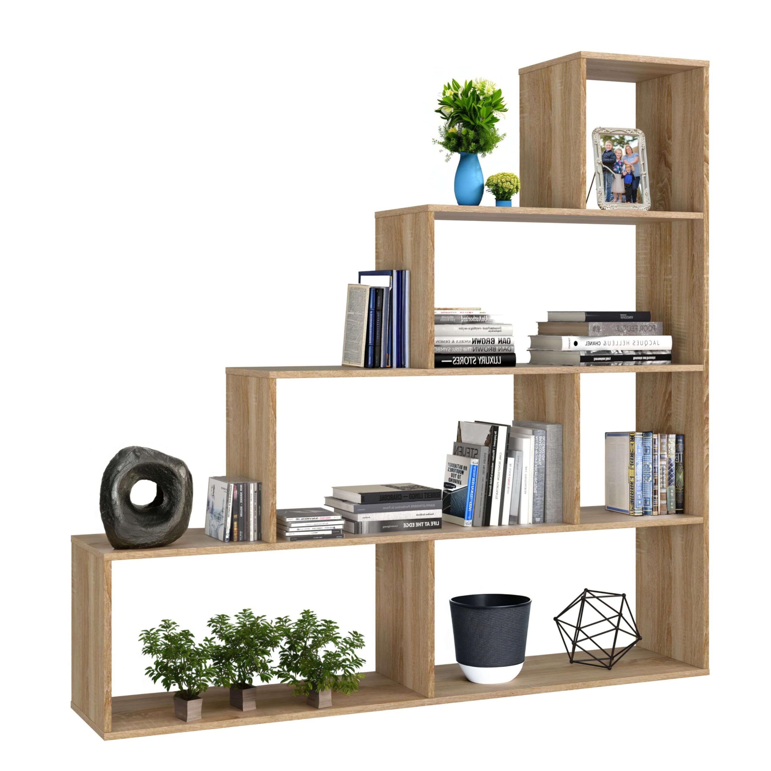 Habitdesign Estantería Decorativa, Librería Salon, Modelo Klum, Acabado en Roble Canadian, Medidas: 145 cm (Alto) x 145 cm (Ancho) x 29 cm (Fondo)