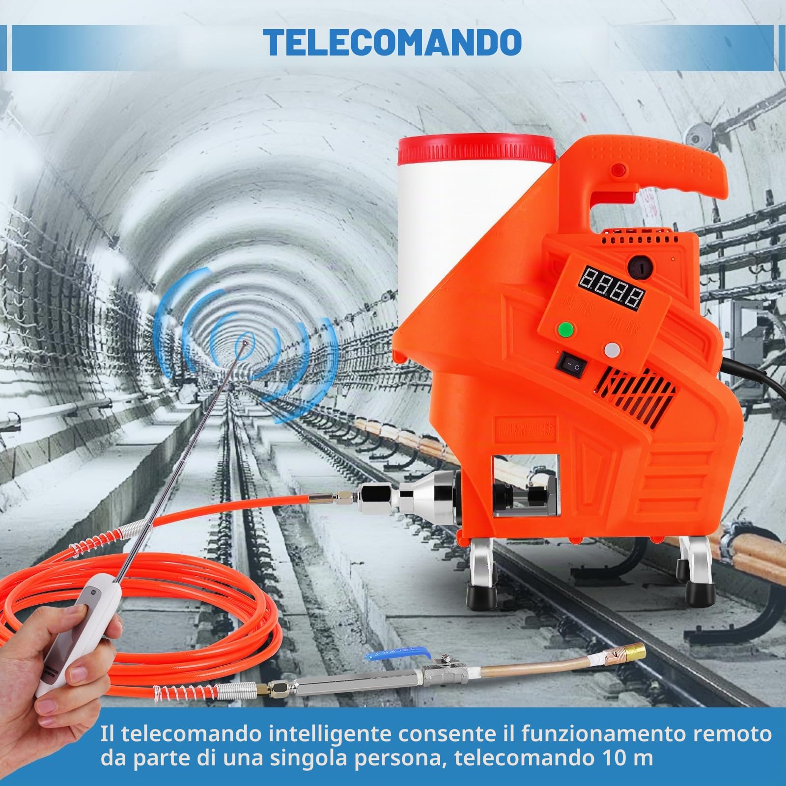 MXBAOHENG Macchina per Pompa ad iniezione per stuccatura 980W Macchina per stuccatura ad Alta Pressione Macchina per iniezione epossidica con Telecomando per Riparazione di Crepe nel Calcestruzzo