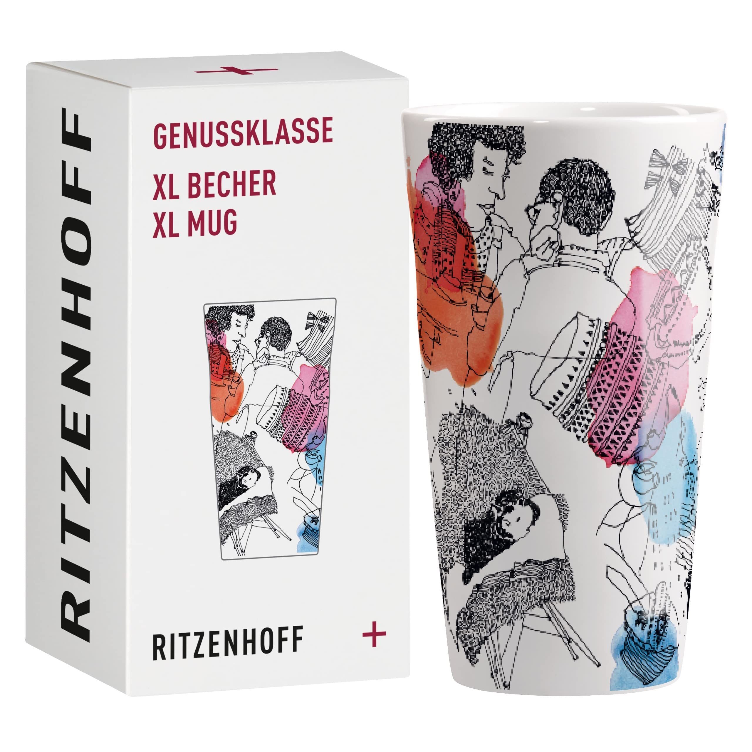 Ritzenhoff 3741002 Coffee Mug XL 500 ml - Series Genussklasse No. 2 - Porcelain Mug, Urban Chic - Designer Item