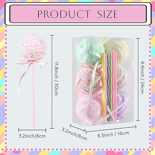 Miniatura 2 de Decoraciones navideñas de Candy Land, 6 piezas de 12 pulgadas, adornos colgantes de paleta de macarrones con purpurina para fiesta de Navidad,