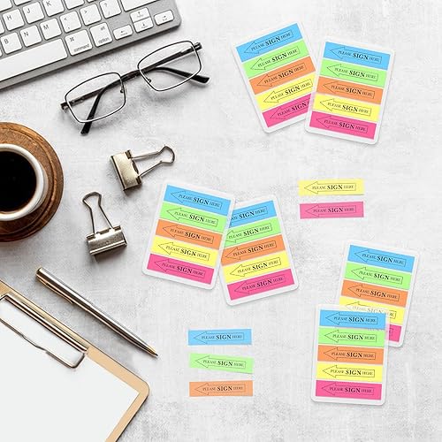 Miniatura 6 de 700 pestañas de Sign Here, calcomanías de colores surtidos, 5 colores brillantes, banderas de signo de aquí transparentes, notas adhesivas de flecha