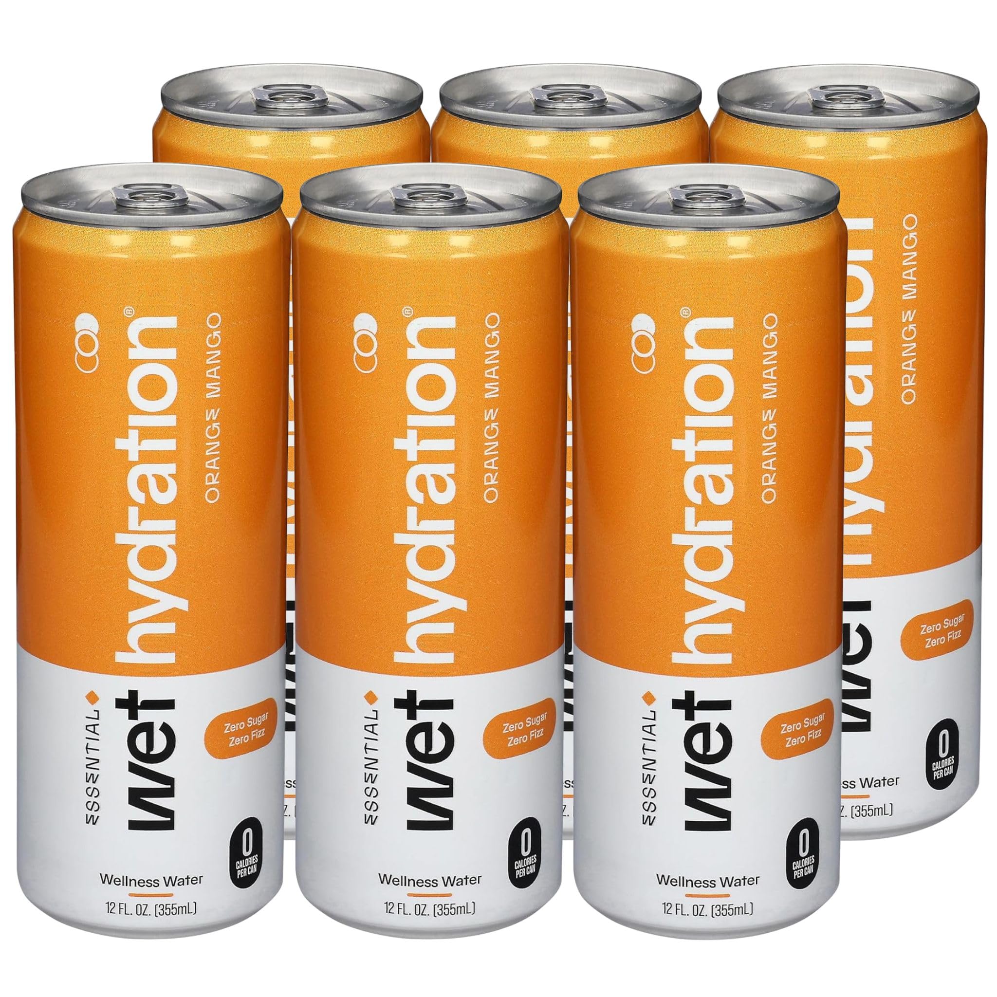 Wet Hydration, Orange Mango Ginger Turmeric Enh Beverage, 12 Fl Oz 6 pack