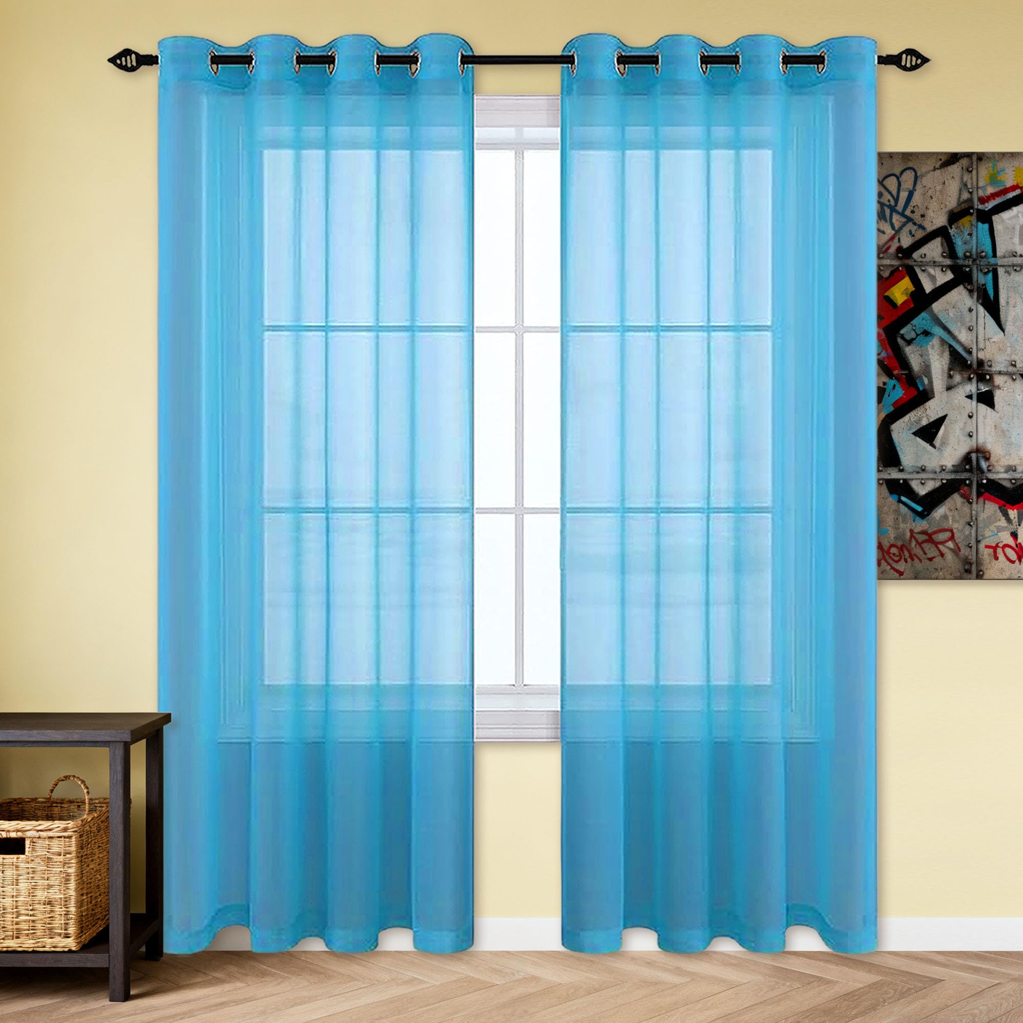 Rideau voilage bleu ciel 300x220 cm pour illuminer votre chambre