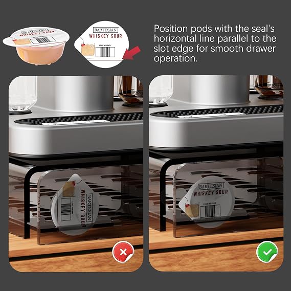 Cocktail Pod Holder Compatible with Bartesian Cocktail Machine for Bartesian Capsules Storage transparent (Transparent Black)