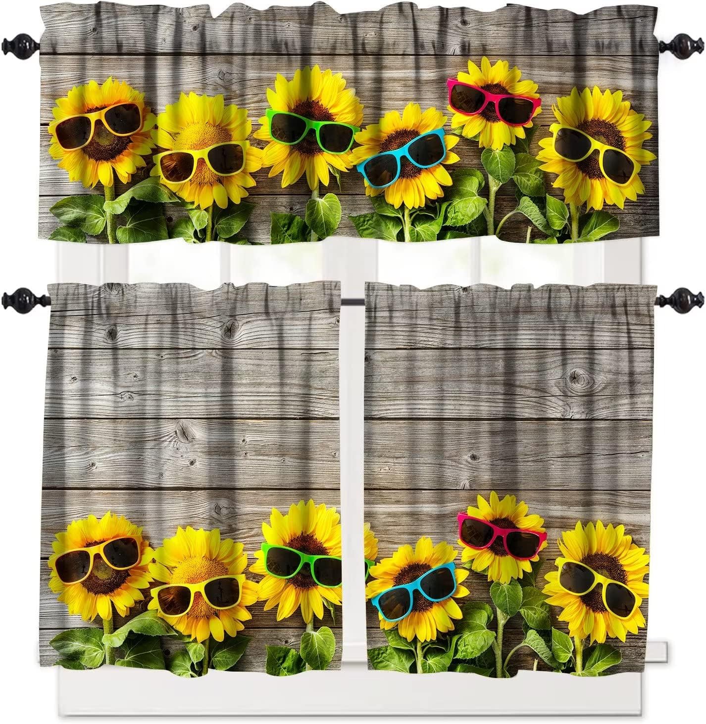 Sunflower Kitchen Curtains and Valances Set Farmhouse
