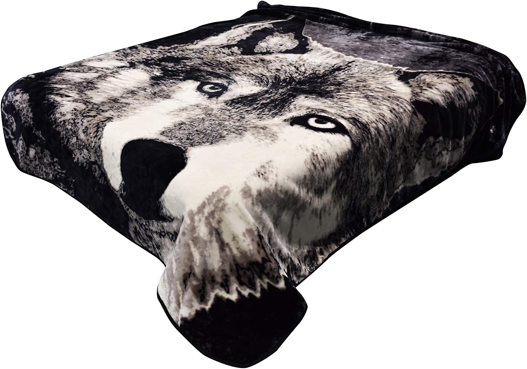Wild Animal Wolf Print Blanket , Tv, Cabin, Couch, plush,warm, Bedcover Throw , Full Queen, 75 Inches W X 90 Inches H , Silky Mink Cozy, for Girls,boys, Kids,men,women