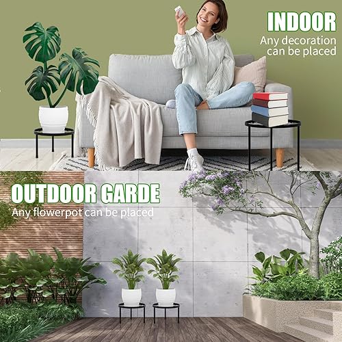 Miniatura 4 de Paquete de 5 soportes de metal para plantas, soportes de hierro antioxidante para interiores y exteriores, soportes resistentes para macetas