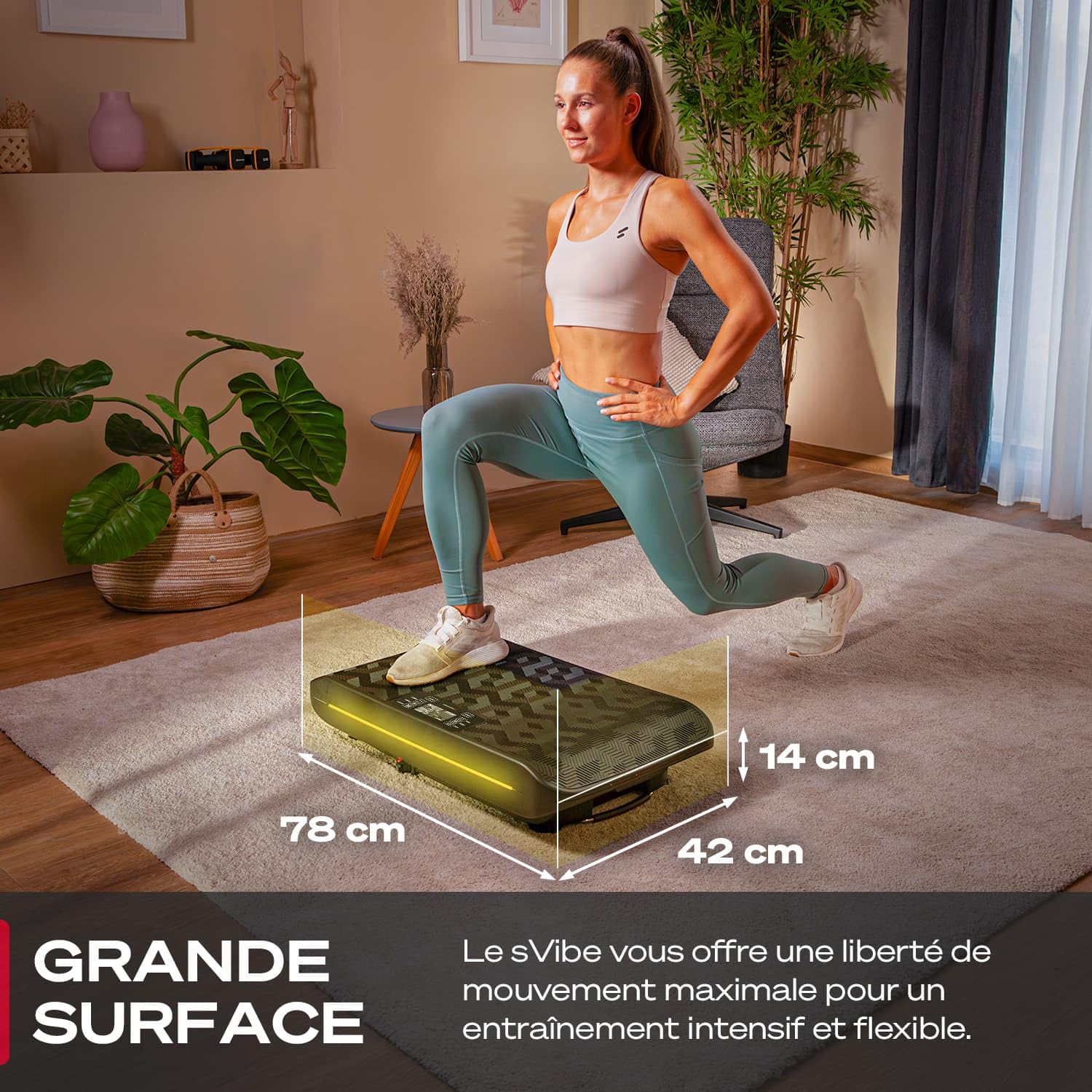 Sportstech sVibe, Plaque Vibrante 4D Maison, 99 Niveaux, avec 1 an d'App STL Incluse, LED Intelligente, Ultra Silencieuse, Design Hexagonal Élégant, Massage, Entraînement Abdos Jambes Fessiers, App
