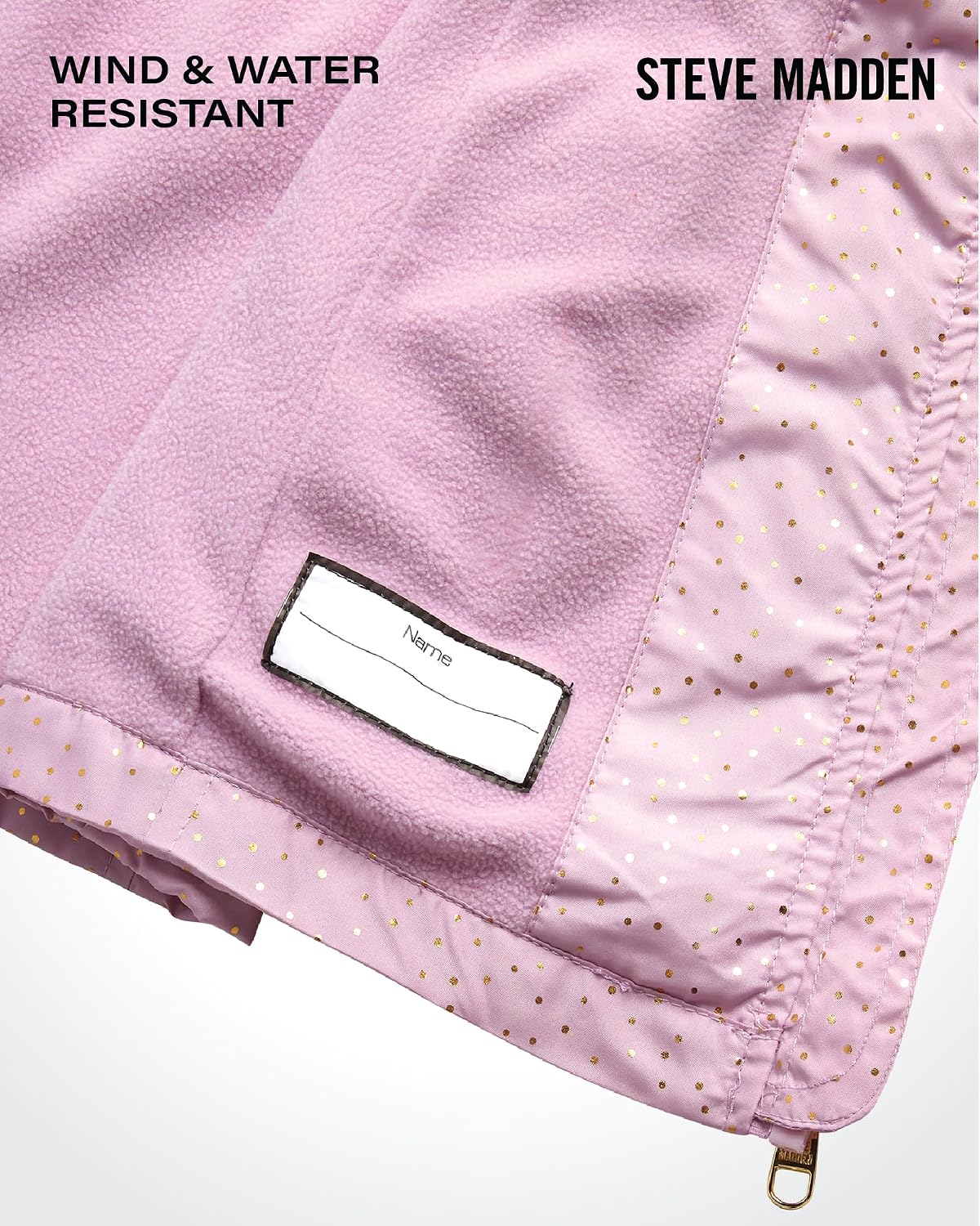 Steve Madden Girls Rain Jacket, Midweight Anorak, Sherpa Lined