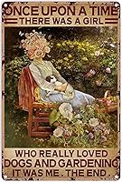 AINBASH Vintage 'A Girl Loves Dogs and Gardening' Metal Tin Sign - 8x12 Inch Waterproof Garden Decor for Yard, Home, Bedroom Wall Art