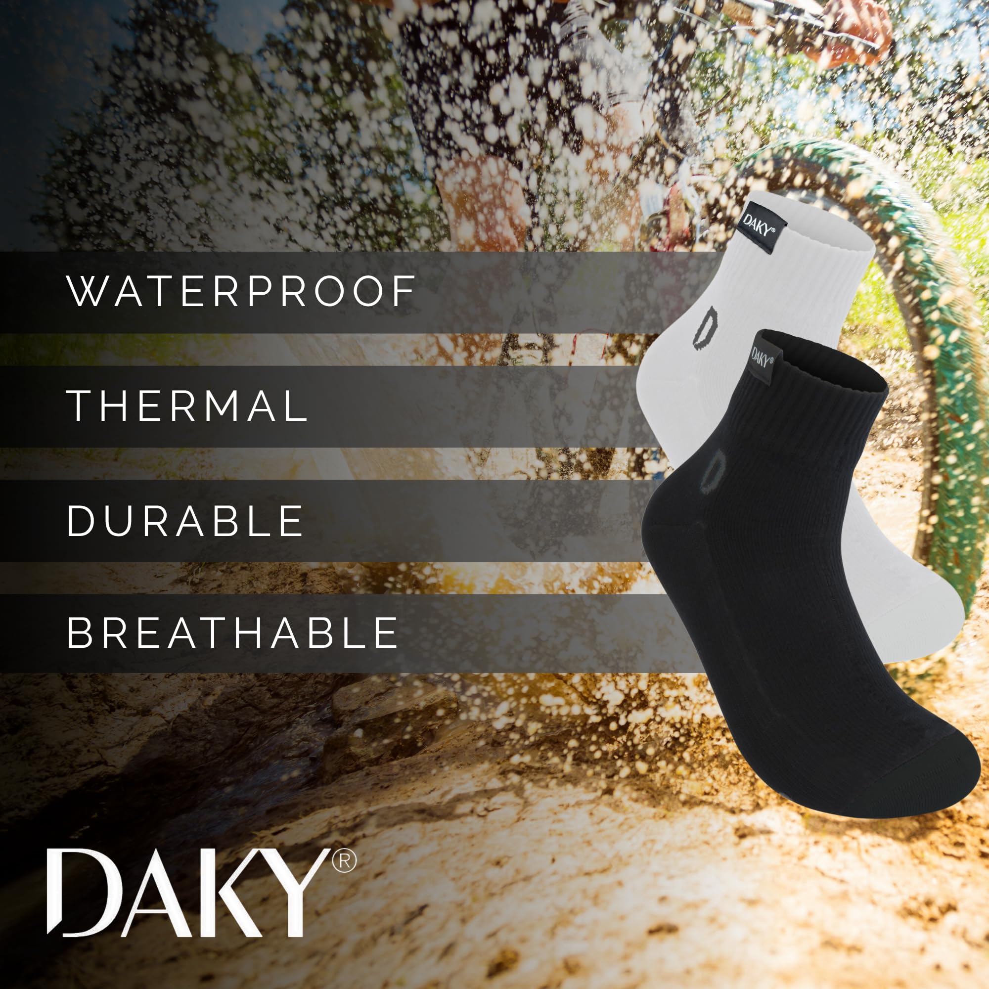 DAKY Phantom Y - Calzini impermeabili per uomo e donna, traspiranti, sopra la caviglia, per ciclismo, escursionismo, golf, campeggio, corsa, sport all'aria aperta