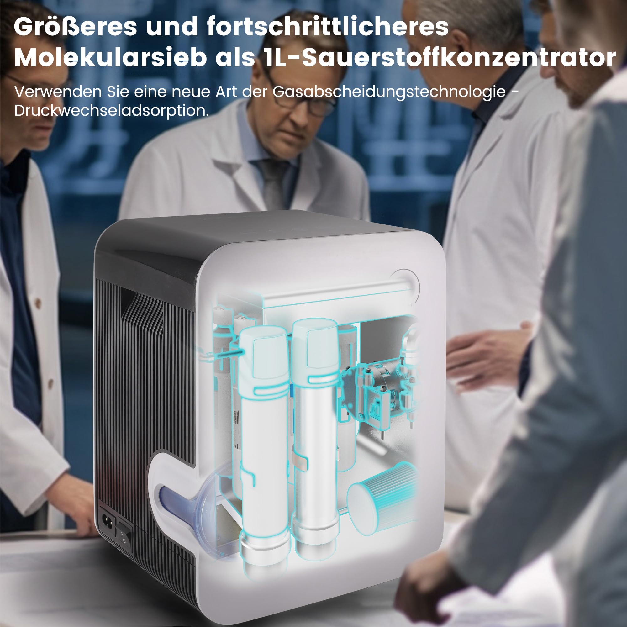 Sauerstoffkonzentrator Tragbarer, Hochreine 96% Sauerstoffgerät für Zuhause, 2-9 L/min Einstellbarer Durchfluss, Hochwertiger Oxygen Concentrator, mit Fernbedienung (Anleitung in Deutsch)