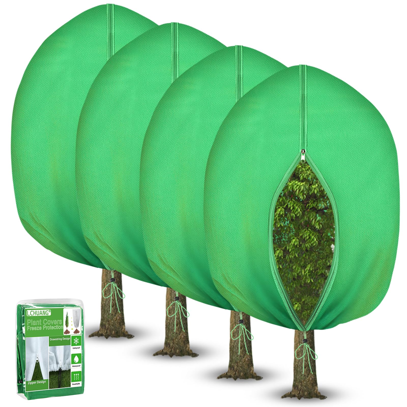 Paquete de 4 cubiertas gruesas para plantas, protección contra la congelación para invierno, 71 x 47 pulgadas, mantas grandes de tela para plantas al aire libre, protección contra heladas de árboles
