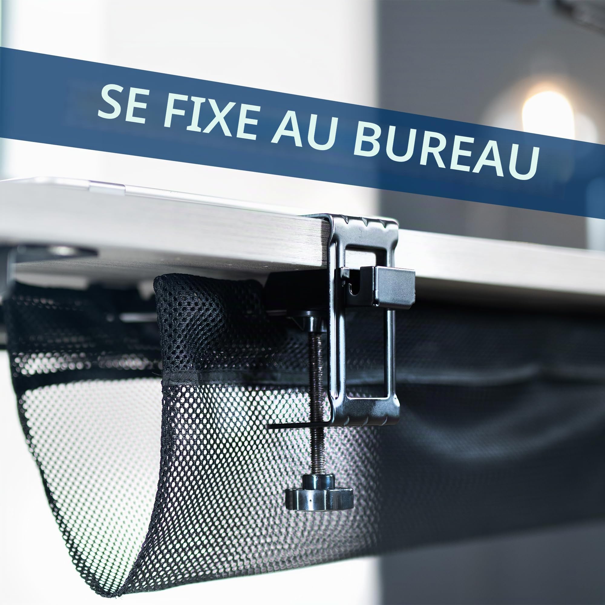 VIVO DESK-AC44MH Filet de câble en Maille de 112 cm à Clipser sous Le Bureau, Support de multiprise, Solution Ergonomique réglable de Gestion des câbles pour Bureau à Domicile, Noir, DESK-AC44MH