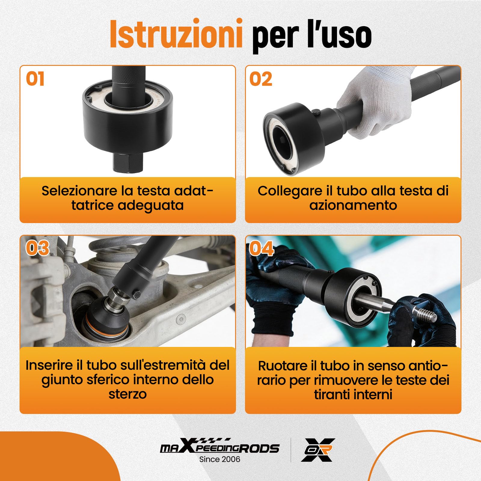 maXpeedingrods 4 pezzi per giunto assiale estrattore barra di accoppiamento | Estrattore universale snodi sferici assiali 30–45 mm – per tiranti sterzo