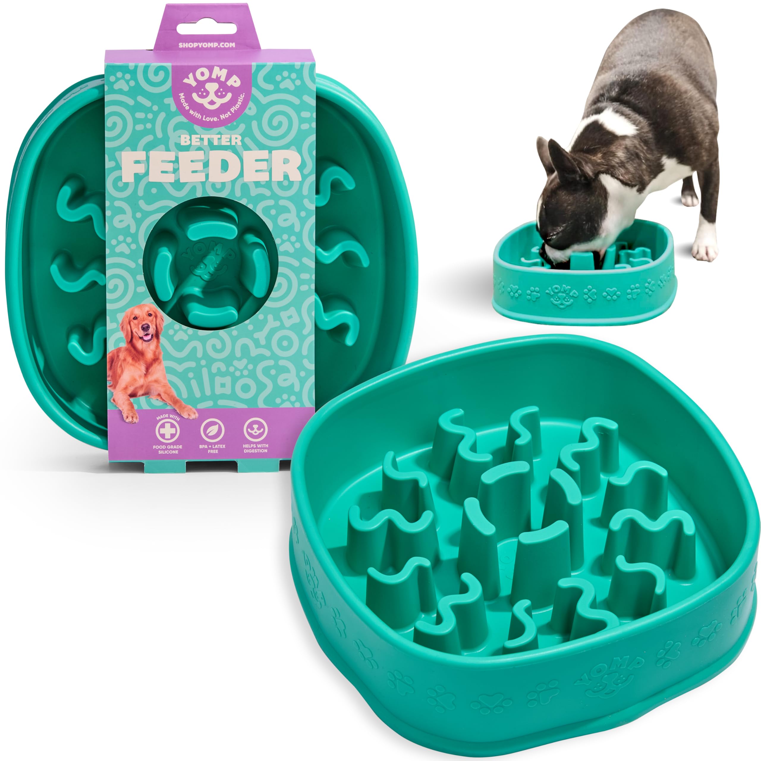 Yomp BetterFeeder Silicone Slow Feeder Dog Bowl – Interactive Puzzle Feeder, BPA & Phthalate Free, Non-Toxic, Non-Slip, Dishwasher-Safe, Pet-Safe Textured Design for Slow Feeding & Treats