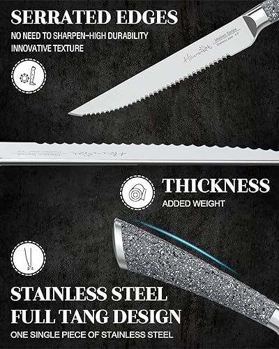 Miniatura 8 de harriet Juego de 8 cuchillos para carne, cuchillos de carne de 4.5 pulgadas, cuchillos de carne dentados de acero inoxidable de alta calidad con