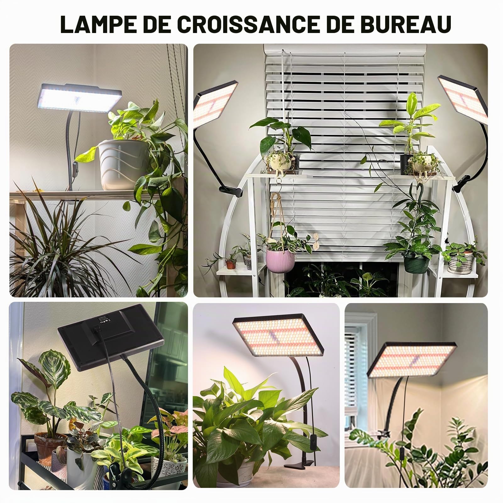 MICCYE Lampe de Plante avec Clip 286 LEDs Spectre Complet 25W