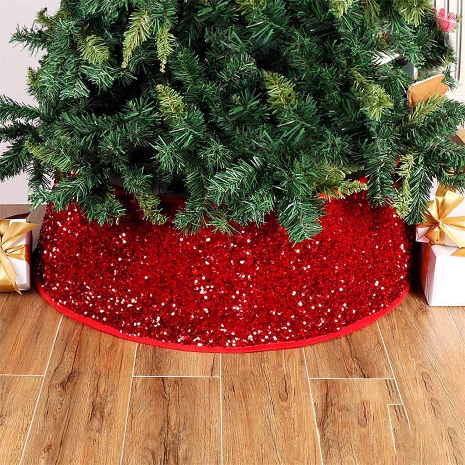 Anillo para árbol de Navidad, fácil de colocar, base de árbol para decorar tu nido de árbol de Navidad, tela no tejida, tela con lentejuelas