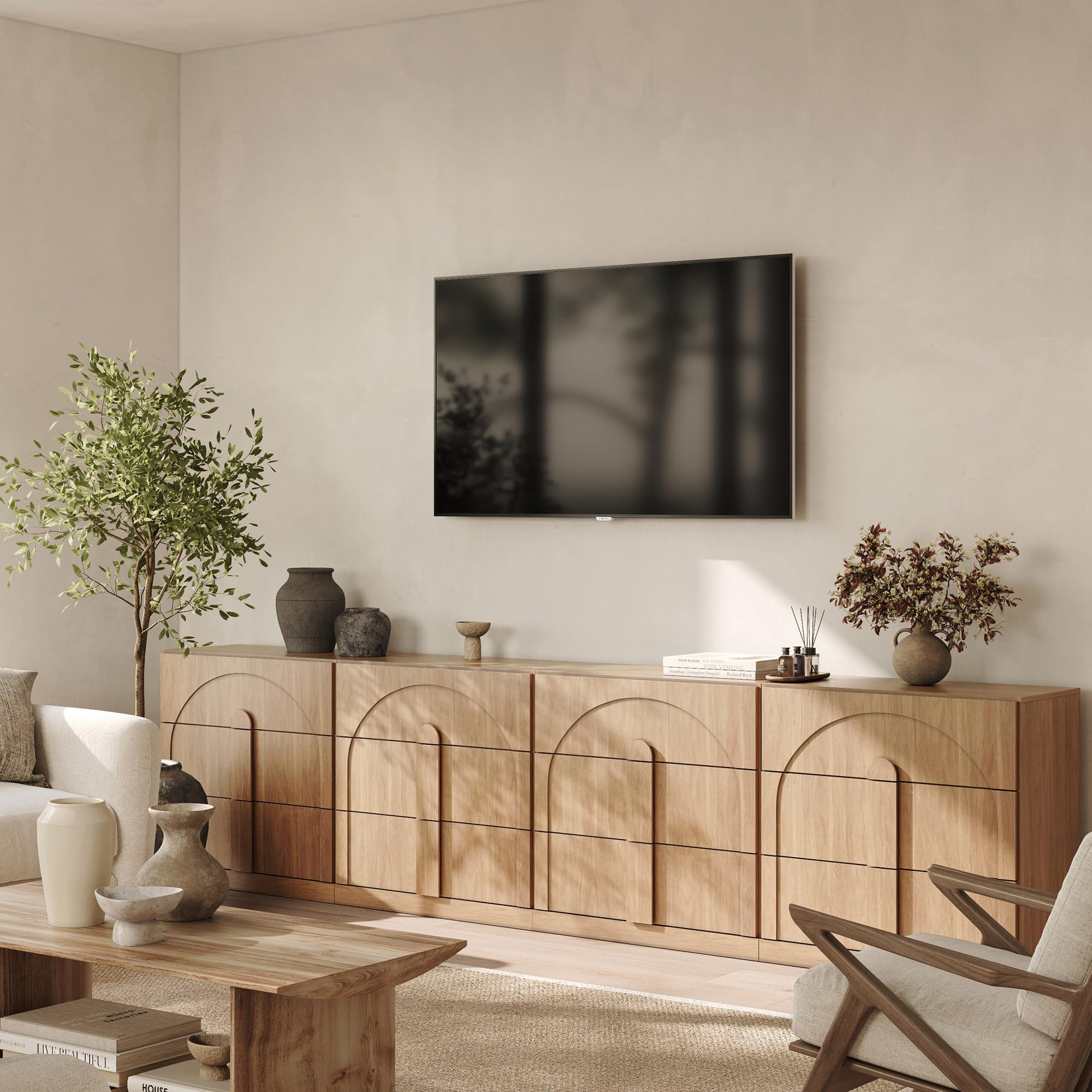 BELLEZE Bijou Set of 4 31.5" TV Stand &amp; Entertainment Centers - Camel