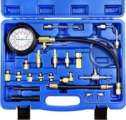 Kit de medidor de presión de bomba de inyección de combustible, kit de manómetro de prueba de inyector de gasolina de gasolina, combustible, aceite,
