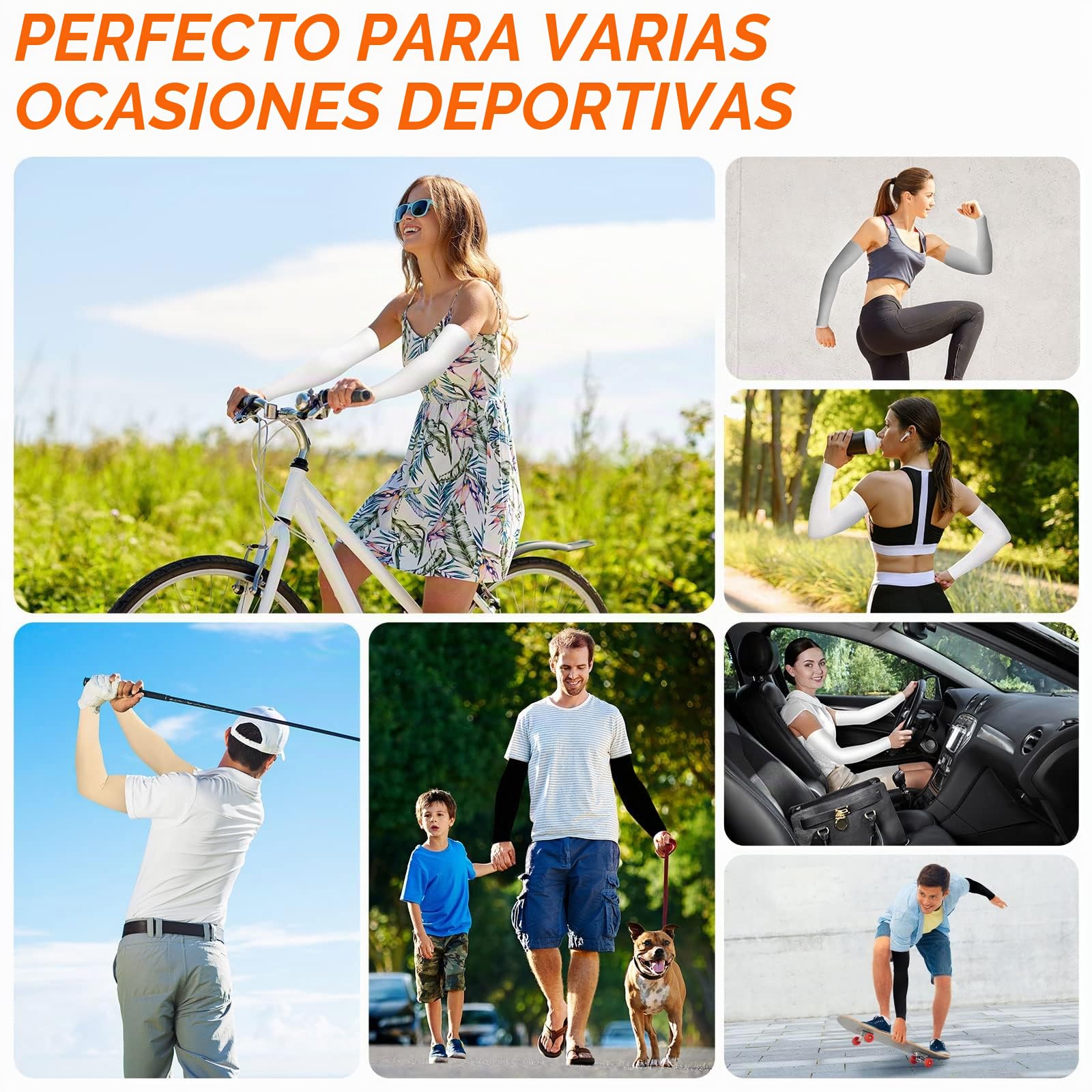 Manguitos Upf 50+ Refrescantes, Anti Uv, De Compresión, Protección Solar, Antideslizantes Para Correr, Ciclismo, Voleibol, Baloncesto - 2 Pares