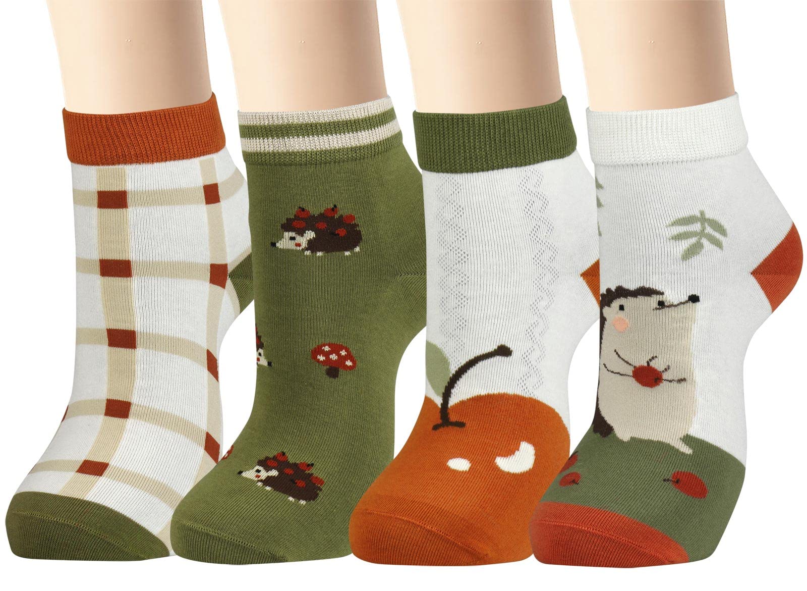 xiaomaizi Women's Funny Lovely Hedgehog Novelty Adorable Casual Crew Socks Cozy Design Cotton Ankle Socks Size 6-9