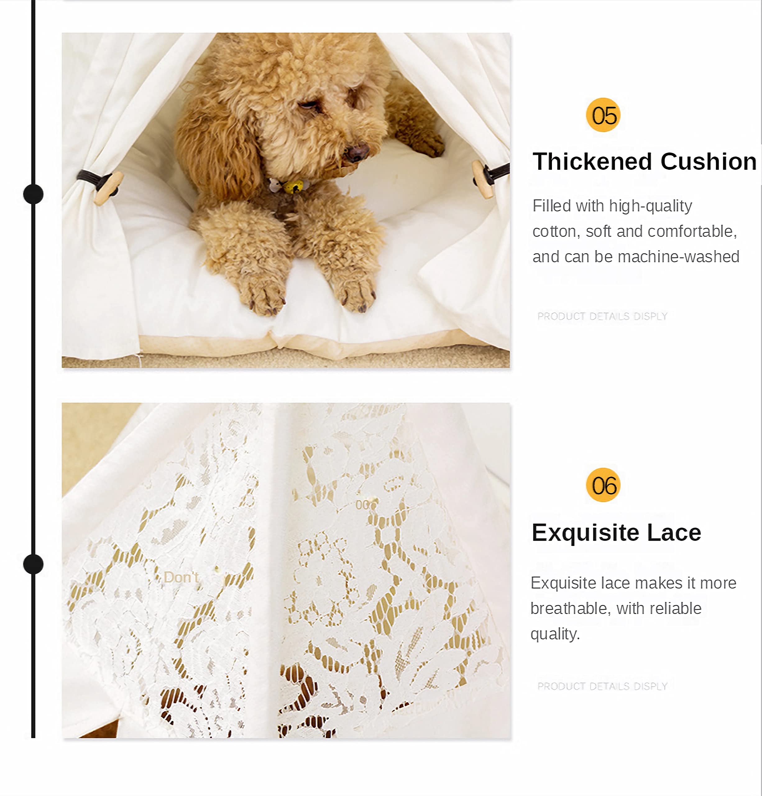 SEOUGEE Tienda de campaña para perros y gatos, lavable y extraíble, lona de algodón, cama para perros y gatos, con cojín, interior y exterior, caseta para mascotas y casa de juegos, portátil y