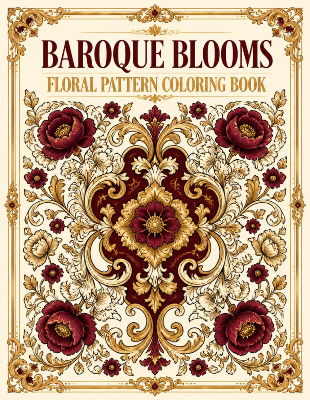 Baroque Blooms Floral Pattern Coloring Book: 40 Ornate Symmetrical Floral and Scroll Designs Inspired by European Baroque Palace Decorative Art