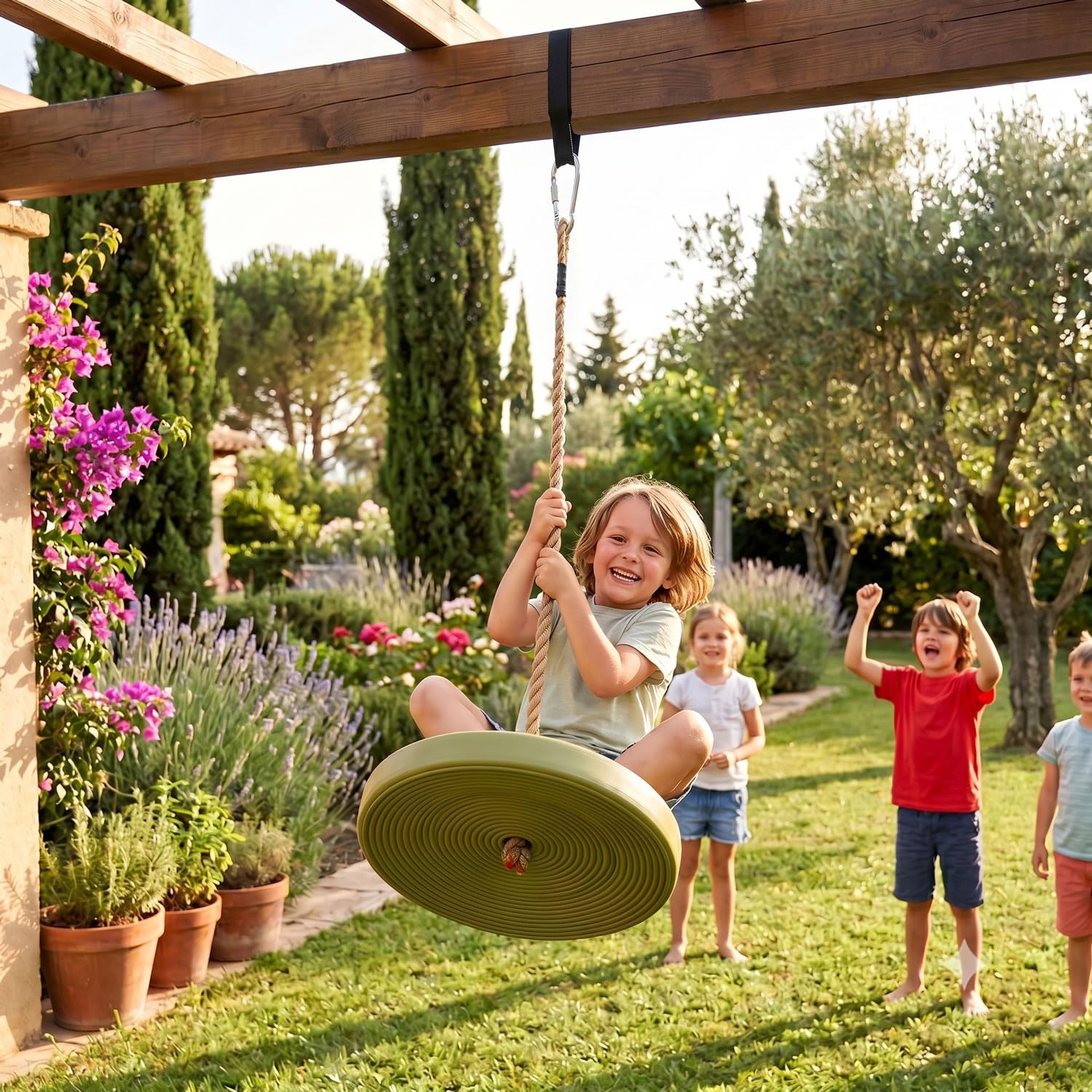 AMANKA Kit pour Suspendre à Arbre Poutre hamacs 300kg 2X Sangles 280x2,5cm Noir