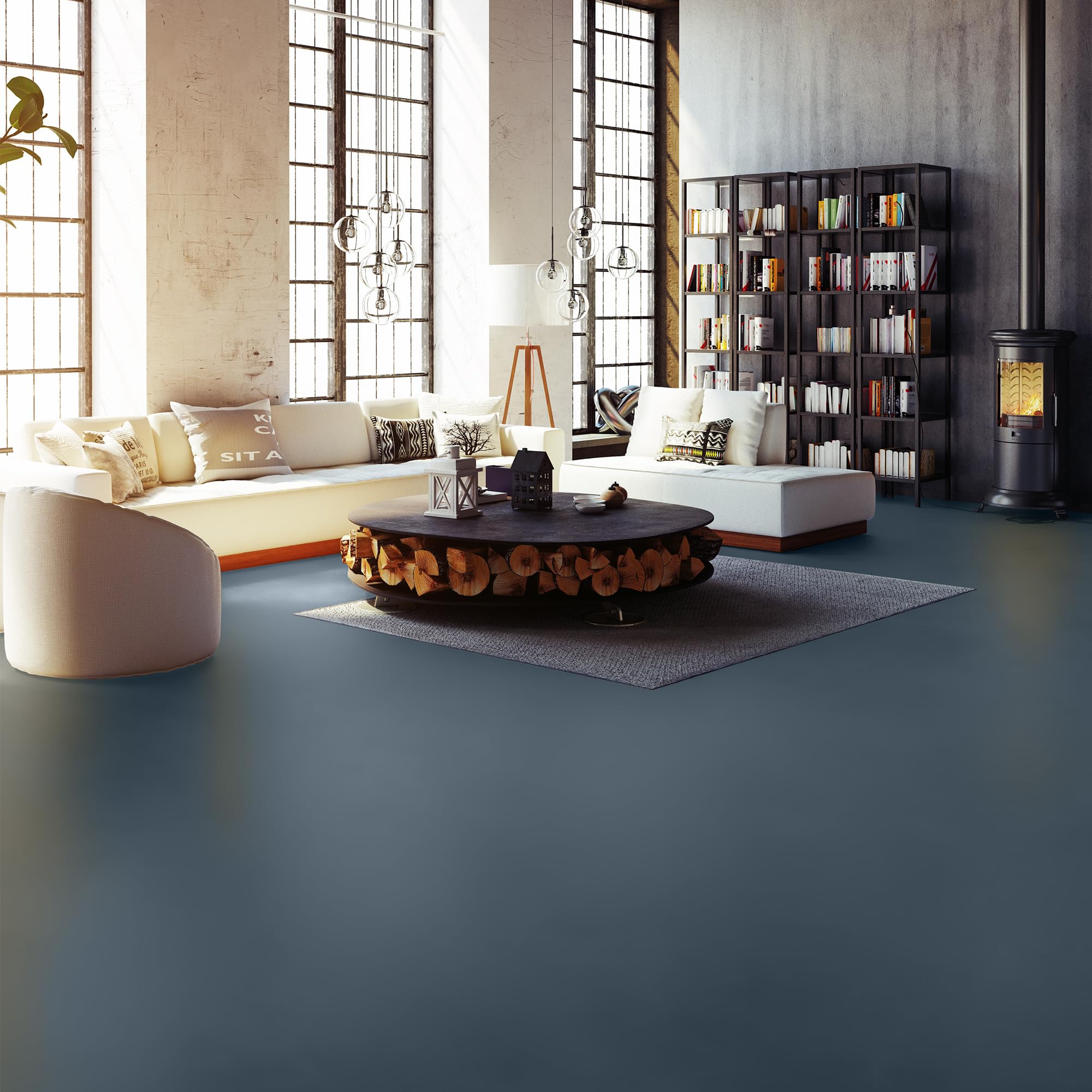 EPODEX Pintura para hormigón 2K, Pintura epóxica para suelos, Resina epoxi para suelo, Impermeable, Sótano, garaje, taller, Interior, 3,6kg (9m² con 2 capas) - Midnight