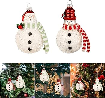 Amazon | 2つのお祝いのセットサンタと雪だるまのオーナメント Amazon | 2つのお祝いのセットサンタと雪だるまのオーナメント