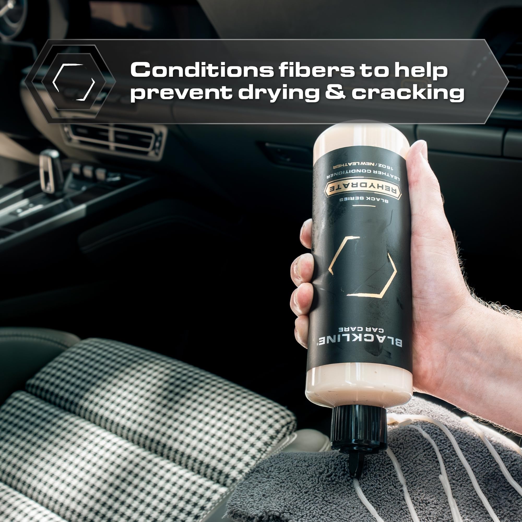 Blackline Car Care - Leather Rehydrate, acondicionador de cuero para todo el cuero - coches, muebles, zapatos y bolsos - 16 onzas líquidas