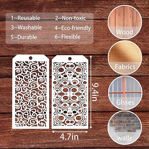 Miniatura 5 de 8 plantillas para manualidades, plantillas abstractas de hojas de vid, plantillas de textura de arte mixto para pintar en tarjetas, lienzo,