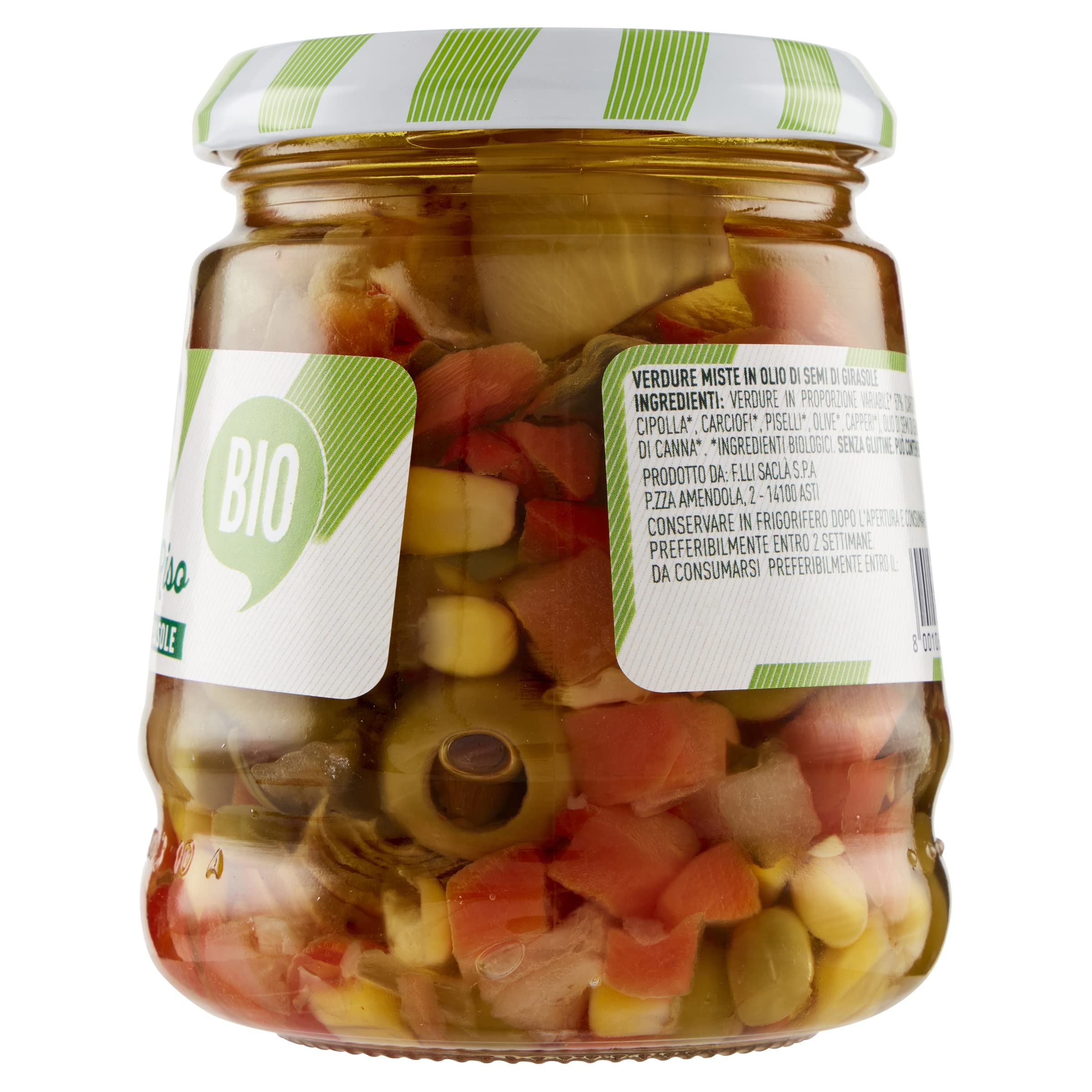 Saclà, Condiverde Riso Classico Biologico, Condimento di Mix di Verdure da Agricoltura Biologica per Insalate di Riso e altri Cereali, Vaso Vetro, 290g, Confezione da 6 pezzi
