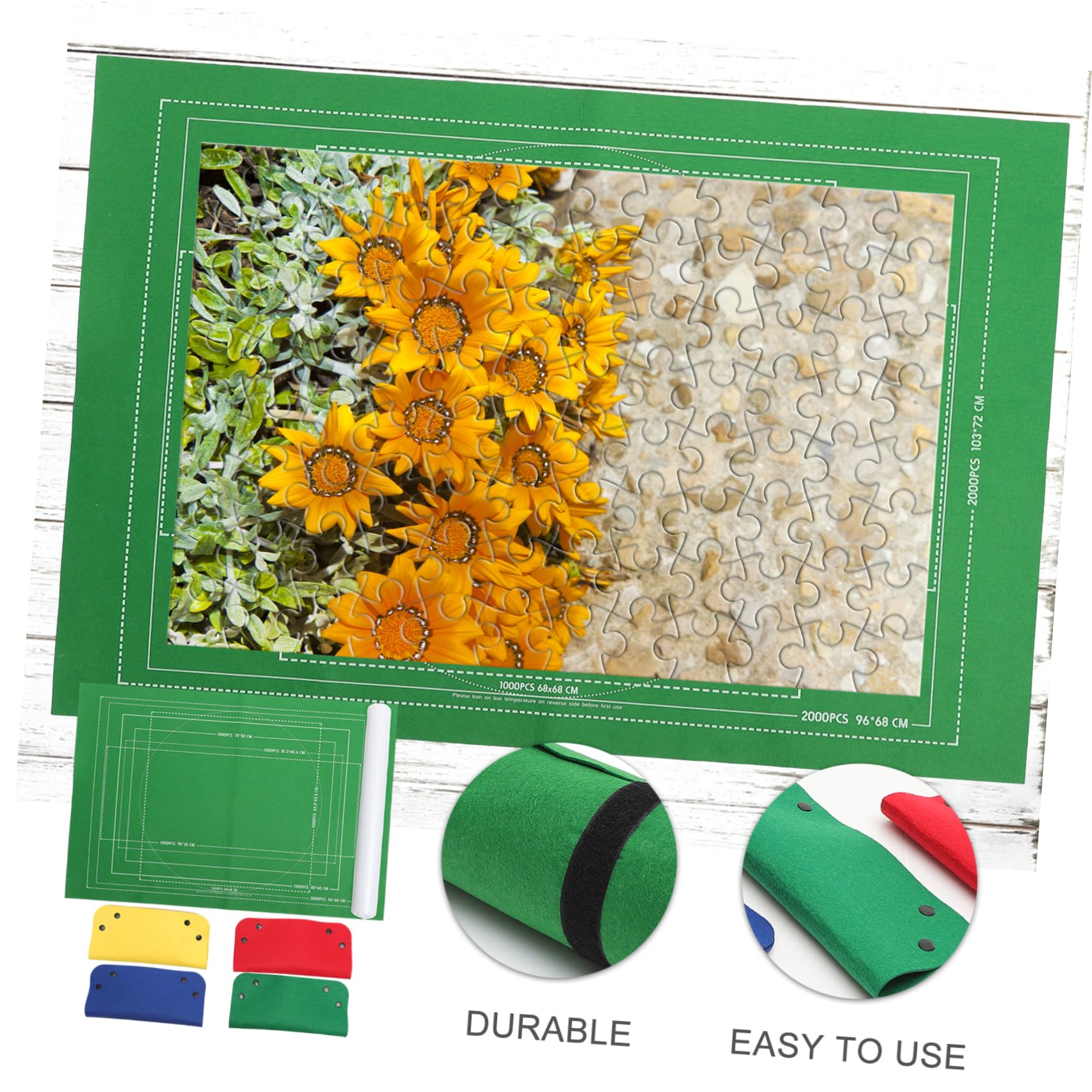 ERINGOGO Inflatable Tube Puzzle Mat 2000-piece Jigsaw Roll Felt Mat Puzzle Storage Blanket 3 Fixing Bands Random