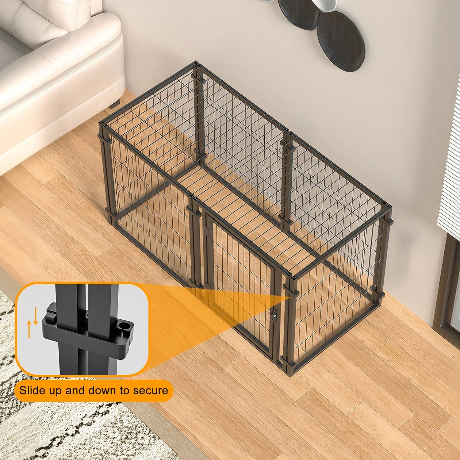 47.2" Dog Crate for Small Medium Large Dogs, Puppy Playpen for Indoor Outdoor Use, Portable Pet Cage Kennel with Durable Steel Construction, Easy Assembly Pet Play Pen for Yard Home Travel