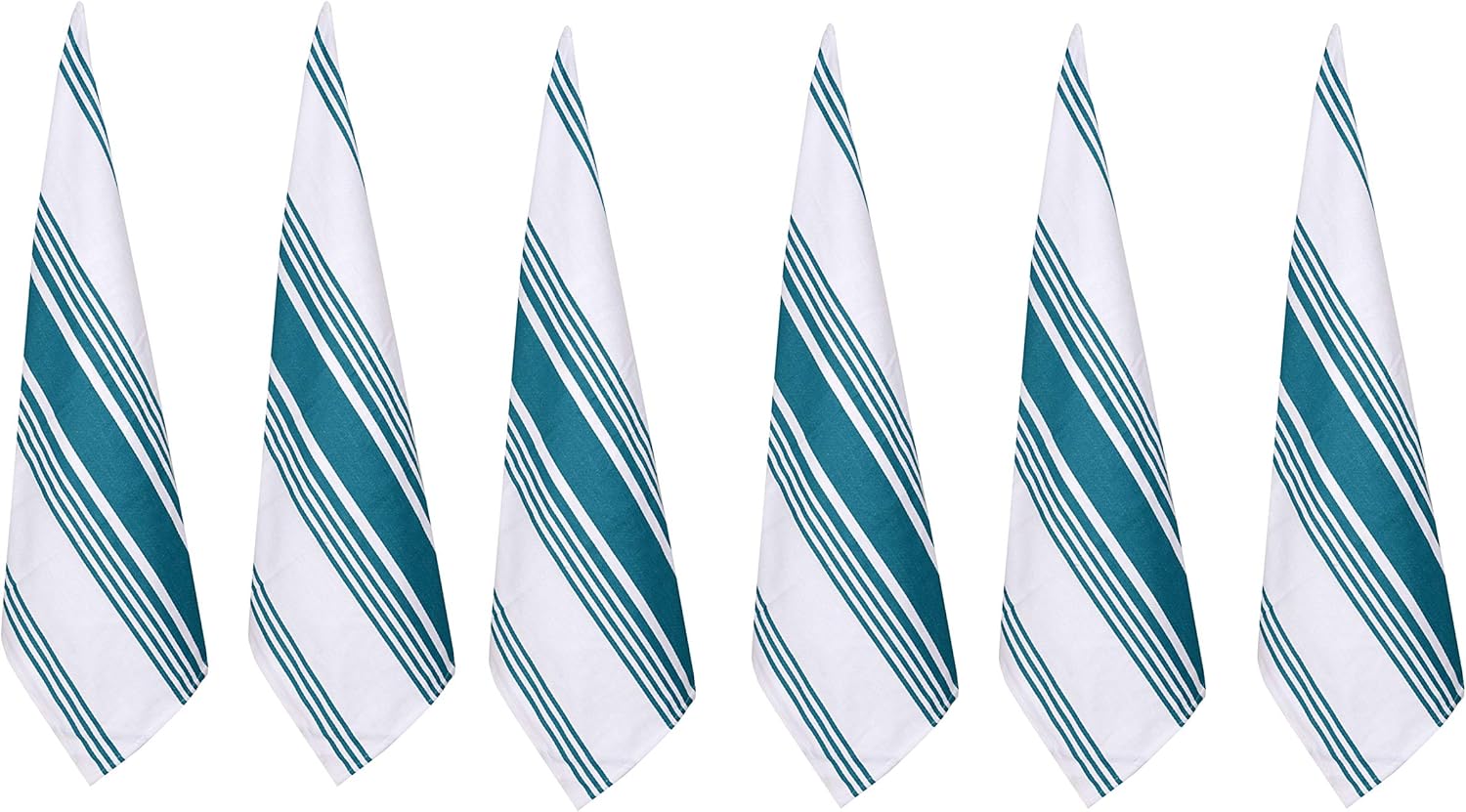 Urban Villa Kitchen Towels 100% Cotton Dish Towels for Kitchen (Set of 6) 20”x30” Dish Cloths Highly Absorbent Kitchen Linen Set with Hanging Loop Perfect for Drying Dishes Cleaning Towels-Teal White - Image 6