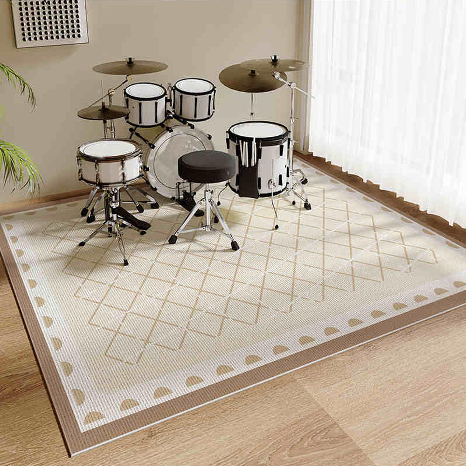 Mata na baterie, dźwiękoszczelna mata bębnowa, instrumenty muzyczne mata podłogowa 200 x 180 cm, mata ochronna, akcesoria perkusyjne, wykładzina antypoślizgowa