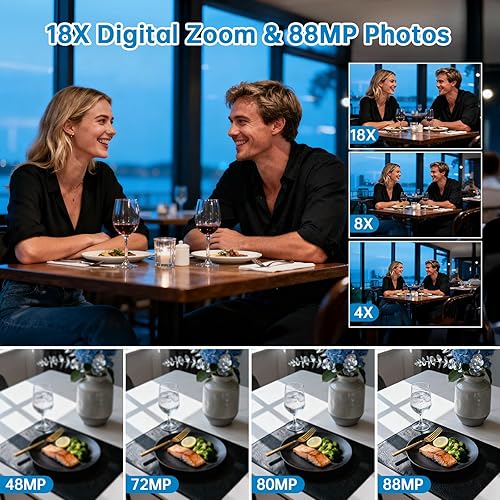 Miniatura 3 de Videocámara 8K 2025 Última Cámaras de Video Ultra HD de 88MP WiFi Cámara de Vlogging para YouTube 18X Cámaras de Video Digital con Tarjeta de 32G y