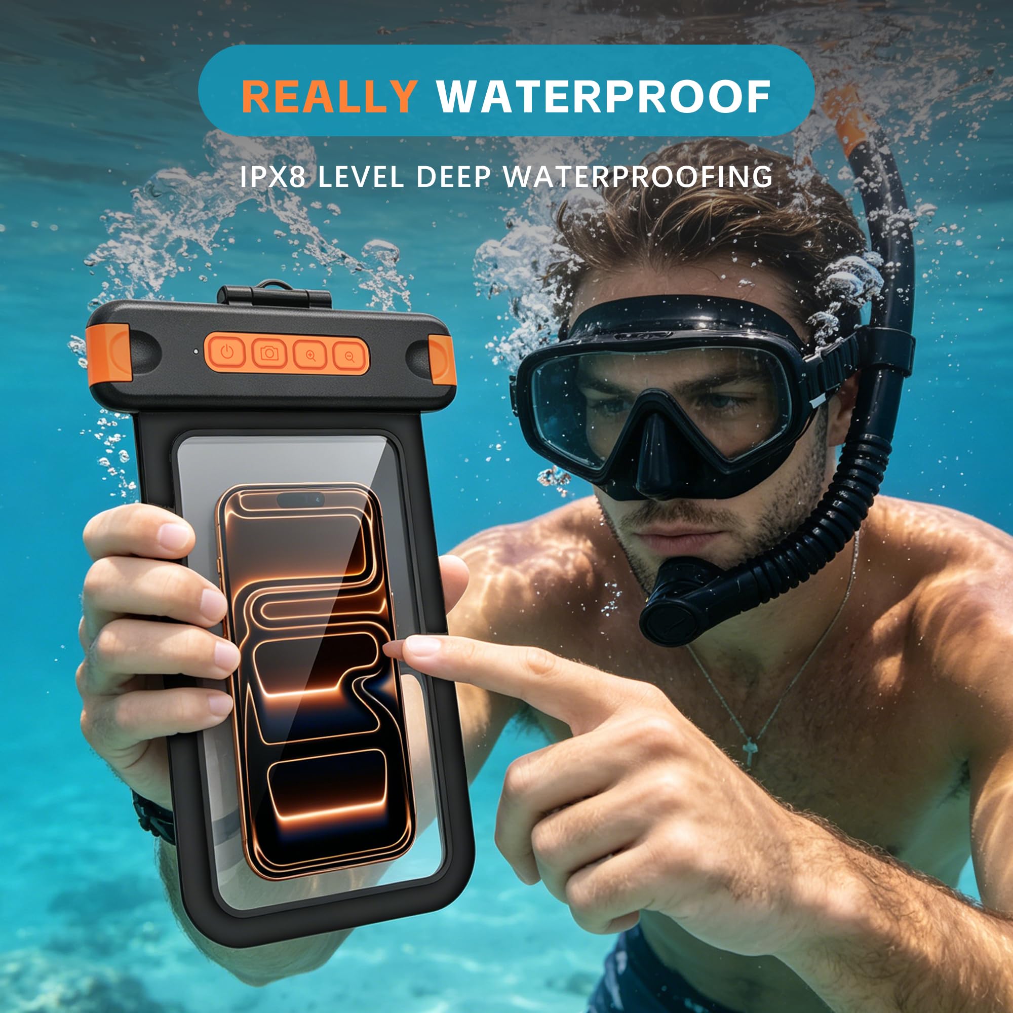 Custodia impermeabile per iPhone 17 16 15 14 Pro Max Samsung Galaxy S26 S25 Ultra Case Touch Screen Cordino incluso Fotografia subacquea IPX8 Borsa a secco per cellulare (universale adatta