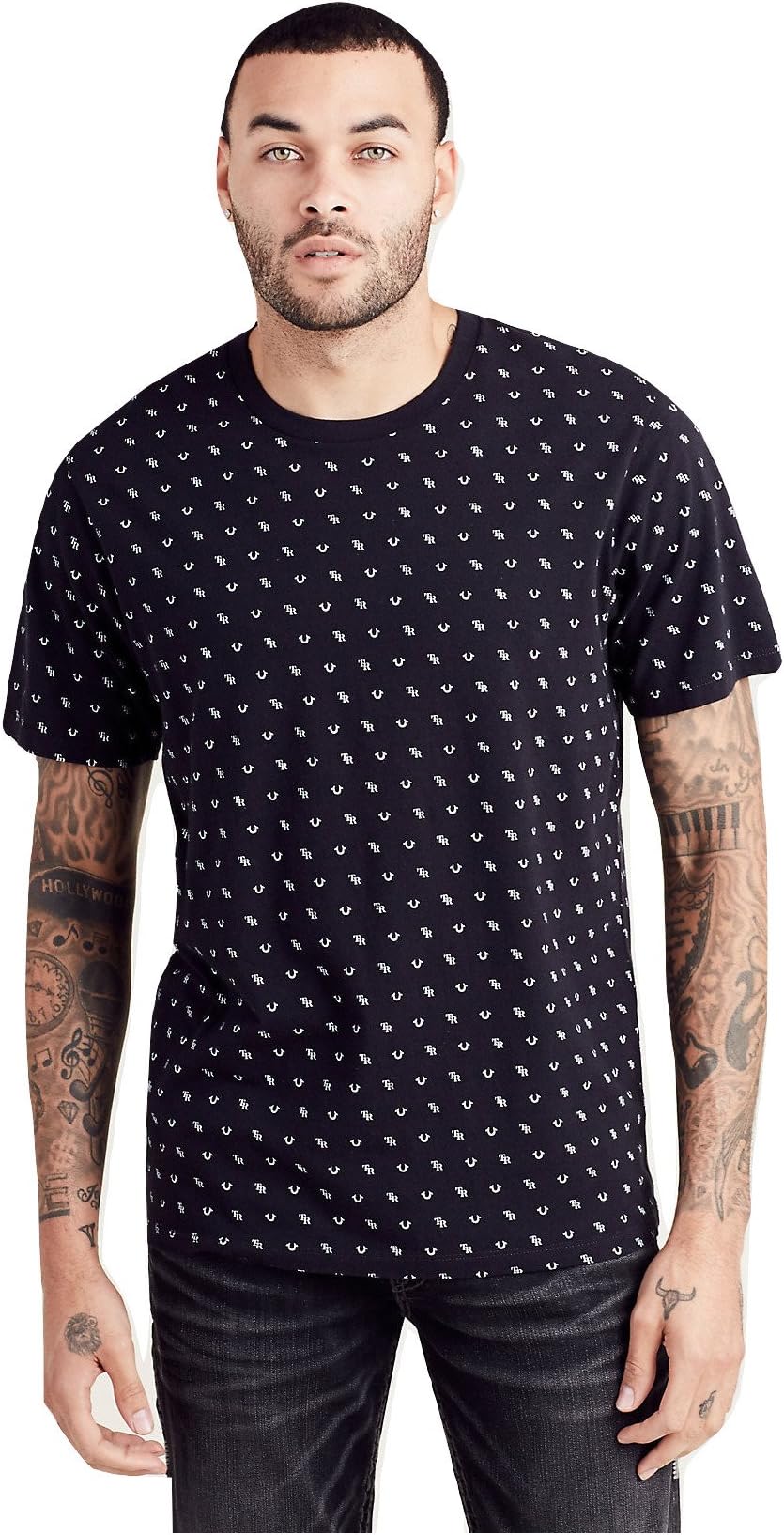 True Religion Mens All Over Monogram Tee T Shirt