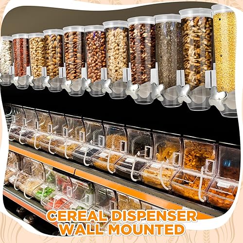 Miniatura 5 de Nitial Dispensador de cereales montado en la pared de 4.5 L, dispensador de granos triple para máquina de dulces con taza, contenedor de