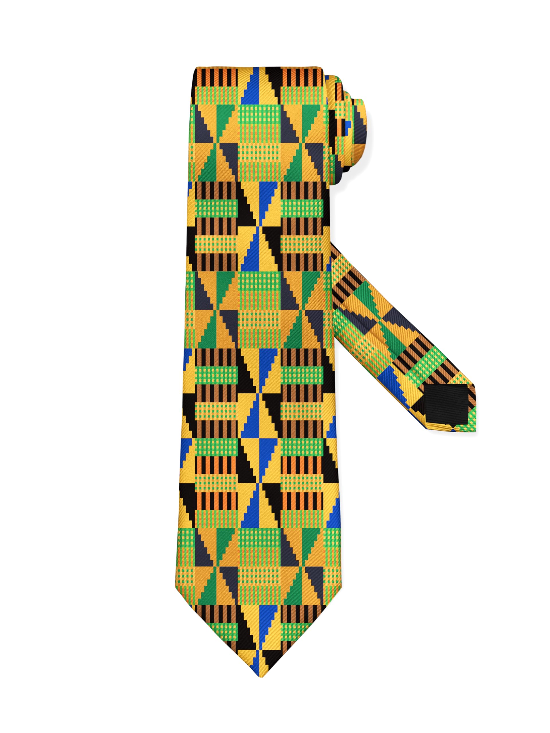 Atourdealss Men's African Ethnic Kente Tie For Funny Neckties Fashion Gentleman Soft Comfortable Ties For Wedding Party Holiday - One Size