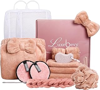 14-Piece Spa Bath Gift Set for Women – Luxury Pink Coral Fleece Towel Wrap
