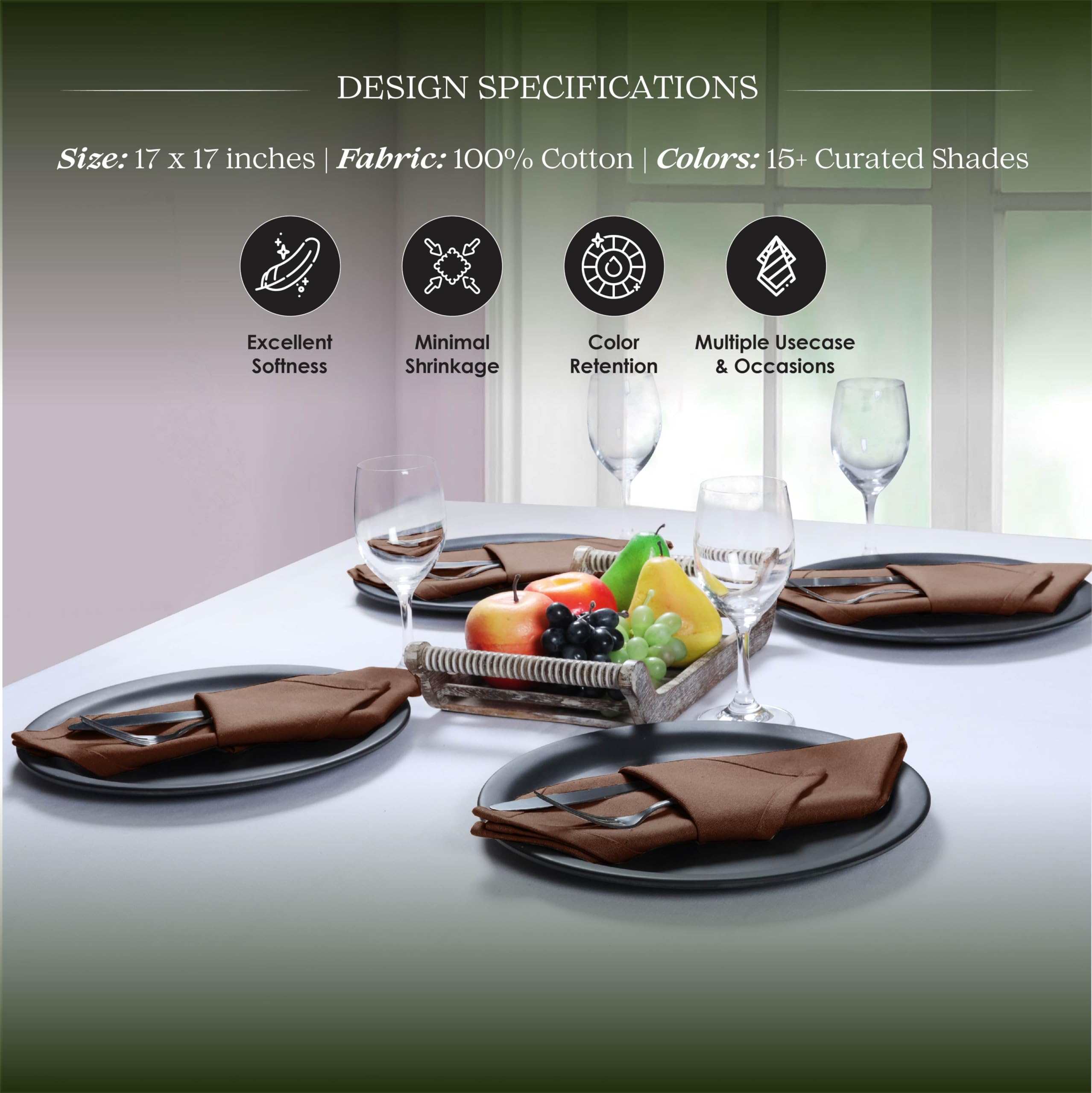 Servilletas de tela marrón, 100 % algodón, suaves, duraderas, absorbentes, lavables, paquete de 12, ideales para primavera, reuniones de verano, granja, bodas rústicas, Acción de