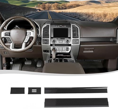 Voodonala Cubierta de panel de tablero de consola central para Ford F150 2015-2020 compatible con Ford F150 2015-2020 (ABS, fibra de carbono, negro,